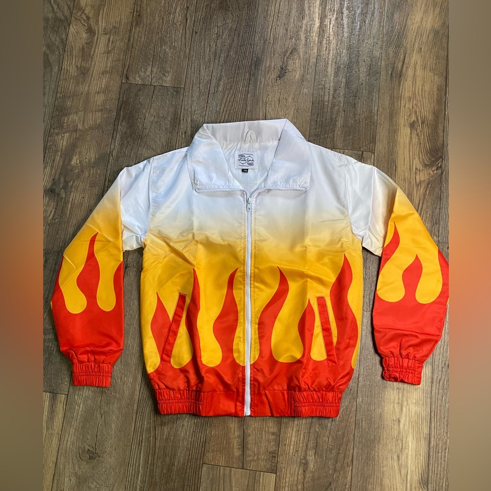 Steady Hands flame windbreaker style jacket